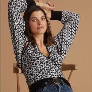 Anthropologie Black and White Patterned Women's Sweater Vest